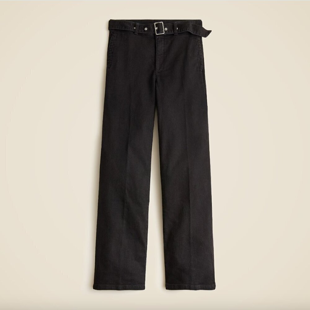J. Crew Belted mid-rise wide-leg jean in black 26"